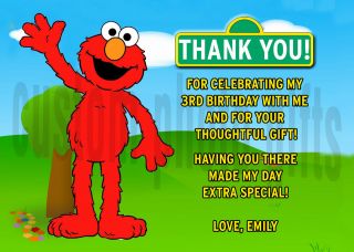 Sesame Street Elmo Personalized Birthday Thank You Card, You Print