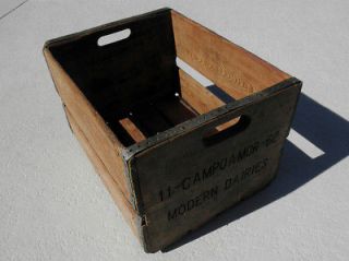 Antique Wood Wooden Milk Crate Tampa Florida Dairy Campoamor Dairies 