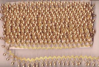   GOLD BEAD TRIM LACE 26 FT DRESS FABRIC BELT FRINGE GREAT FOR CURTAIN