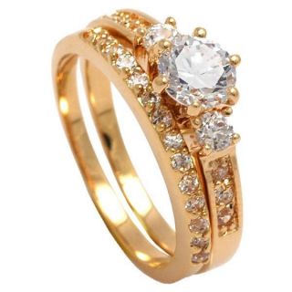 New 18ct Gold Filled Engagement/Wedding Ring Set with Cubic Zirconia