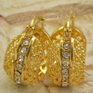 Newly listed Elegant 9k real gold filled cz womens hoop earrings,E750