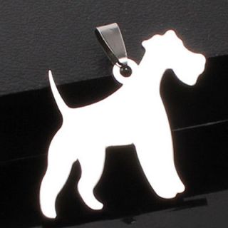   STEEL FOX TERRIER PET DOG TAG PENDANT COLLAR CHARM + CHAIN NECKLACE