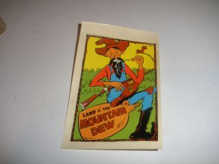 RARE 1950`s VINTAGE LAND O THE MOUNTAIN DEW ADVERTISING DECAL LABEL 