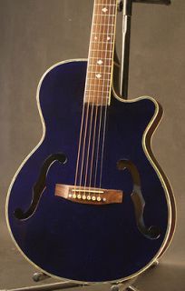   hole Thinbody Acoustic Electric Guitar Spruce top Dark Blue + GIGBAG