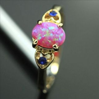   GOLD FILLED PURPLE FIRE OPAL STERLING SILVER RING JEWELRY SIZE #7 #O