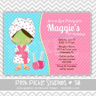 Spa Party Personalized Party Invitation or Thank You Card :58