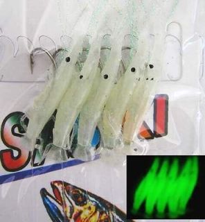 Pks Saltwater Glow in Dark Reflective Shrimp Sabiki Rigs 5x Hooks 