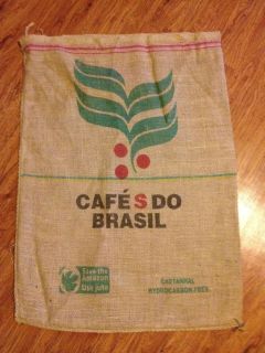 GREEN COFFEE BURLAP SACK JUTE BAG BRAZIL WALL ART POTATO RACES