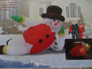 Lighted Inflatable 10 ft Lazy Lounging Snowman Outdoor Christmas Yard 