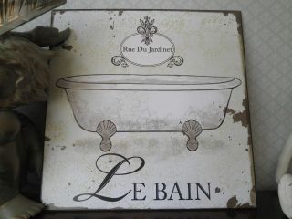   Bathroom Metal sign Vintage chic shabby home plaque decorative gift