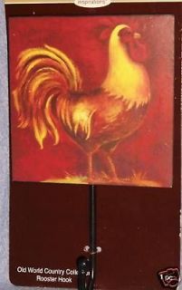 CHICKEN ROOSTER kitchen wall HOOK painted metal NEW