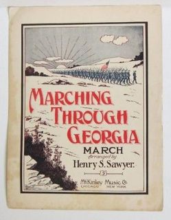   THROUGH GEORGIA Piano Sheet Music w/ Fife & Drum CIVIL WAR March