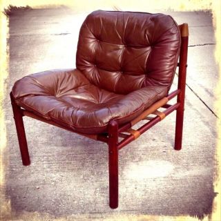   modern 60s Scanform Leather belted lounge chair made in Colombia
