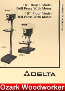 DELTA  Rockwell 15 Drill Press 15 090 15 091 Instructions & Parts 