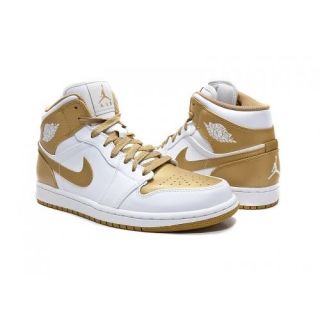   Jordan 1 Phat Mens Basketball Shoes 364770 130 WHITE/METALLIC GOLD