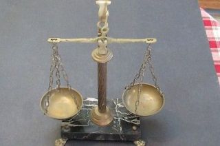 1930 40s 11 H ornate brass balance scale with marble base, brass 