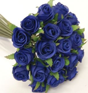  BLUE ROSE POSY WEDDING BOUQUET ARTIFICIAL SILK FLOWER FLOWERS PRE MADE