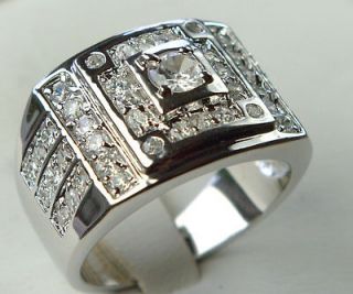 CHAMPIONSHIP 6 carat lab created Diamond MENS ring Platinum Overlay 
