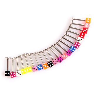 20 PCS Stainless Steel Dice Lip Rings Bars Labret Studs Body Piercing 