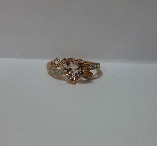 10k Rose Gold 1.72ctw Natural Heart Cut Morganite & Diamond Ring