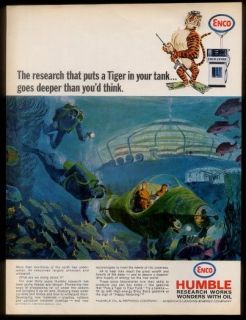 1966 Enco Humble Oil futuristic undersea city scuba diver diving COOOL 