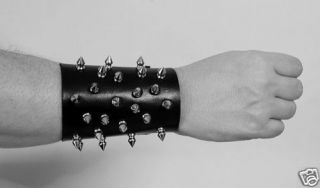 SPIKED LEATHER GAUNTLET WRISTBAND BLACK METAL GOTH EMO