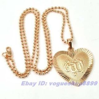 DAINTY 18K ROSE GOLD GP ALLAH HEART PENDANT 23.2 NECKLACE SOLID FILL 