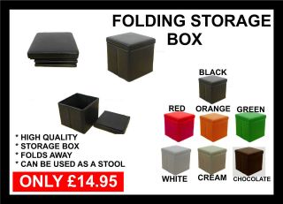 Designer Storage Box Ottoman Faux Leather Folding Blanket Toy Storage 