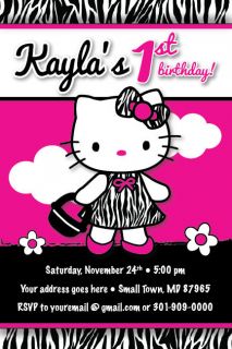   Zebra Print Dress Invitation 1st Birthday Party Baby Shower GIRL DIY