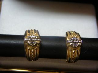 Harley Davidso​n® Yellow Gold Hoop B&S Earrings Black Hills Stamper 