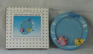 SCOTTS HERE FISHY FISHY  ROUND WOOD PICTURE PHOTO FRAME NEW