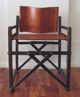 Director´s Chair in Saddle Leather with Wood Folding Frame 