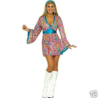   SEXY 60S 70S SWIRL HIPPIE COSTUME DRESS DISCO DRESS COSTUME XS/S M/L