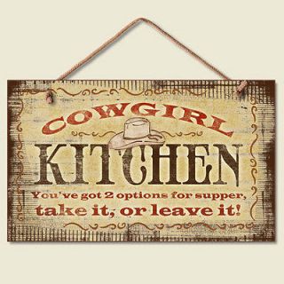 Western Lodge Cabin Decor ~Cowgirl Kitchen~ Wood Sign W/ Braided Rope 