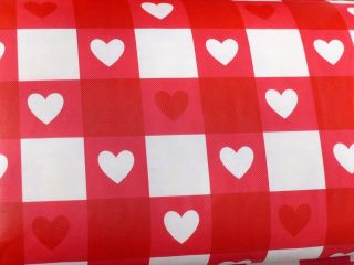 Valentines~Red/White/Checker/Hearts~Vinyl Tablecloth~Flannel Back~ALL 