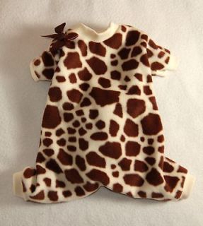 Giraffe Print Cozy Fleece Dog Pajamas clothes PJS pet apparel Medium