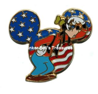 DISNEY Pin   LE 3000   Patriotic Mickey Head   Goofy   DLR Cast Member