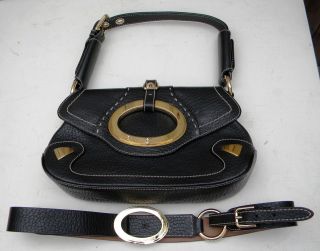 DOLCE & GABBANA D&G Black Leather Gold Hardware HANDBAG Bag Purse Belt