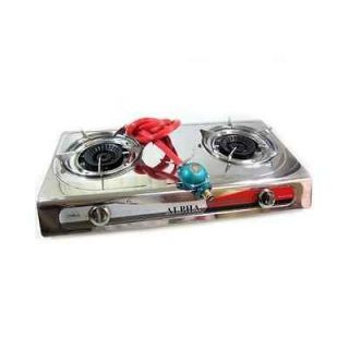 ALPHA PORTABLE PROPANE GAS STOVE DOUBLE BURNER TAIL GATE CAMPING W 