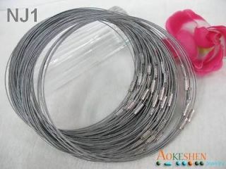 10 Silver Stainless Steel Memory Wire Cord Choker Cable 18 Necklace 