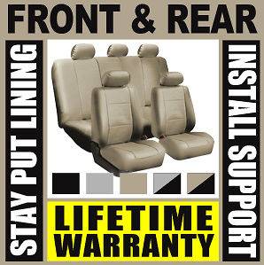 Solid Tan Deluxe Syn Perforated Leather Full Car Seat Covers Set   Suv 