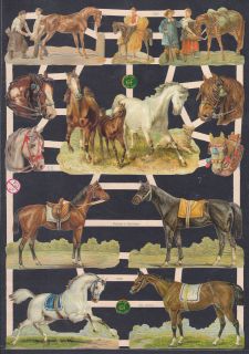 MARE COLT HORSE WORK DECOPAUGE SADDLE RIDE HARNESS ARABIAN PAPER SCRAP 