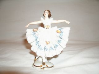 Vintage Dresden Porcelain Ballerina Figurine Pristine Condition Very 