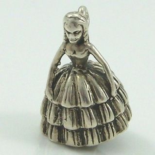 Vintage Sterling Silver/925 3D Prom Girl Puffy Dress Bracelet Charm 3 