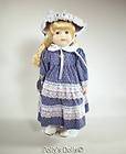 1989 Brinns Porcelain Doll Margie Blue Country Dress w/ Box COA Tag