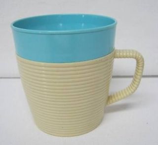 Vintage Raffiaware Thermo Temp Aqua Plastic Mug Drinking Cup 8 Oz