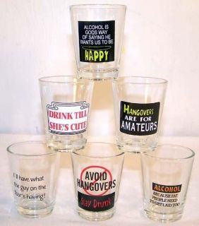   SAYING SHOT GLASSES drinking glass BAR ware fun drink cup FUNNY