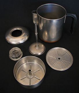Vintage Revere Ware 6 Cup Stove Top Percolator Copper Clad Stainless 