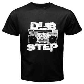   retro Ghettoblaster Boombox Radio dj dub step music Black T shirt U18