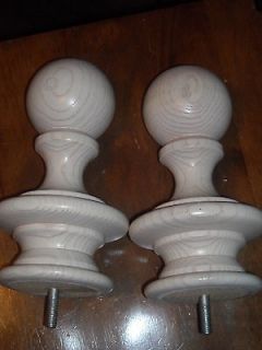 pair of 7 1/2 wood finial oak stained white new